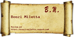 Boszi Miletta névjegykártya